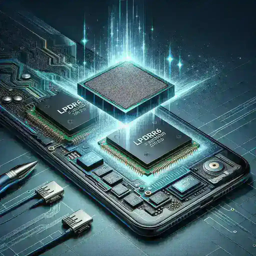 "Imagen de un nuevo módulo LPDDR6 de Hynix, diseñado para móviles de 2026, mostrando sus innovadoras características tecnológicas y rendimiento mejorado."