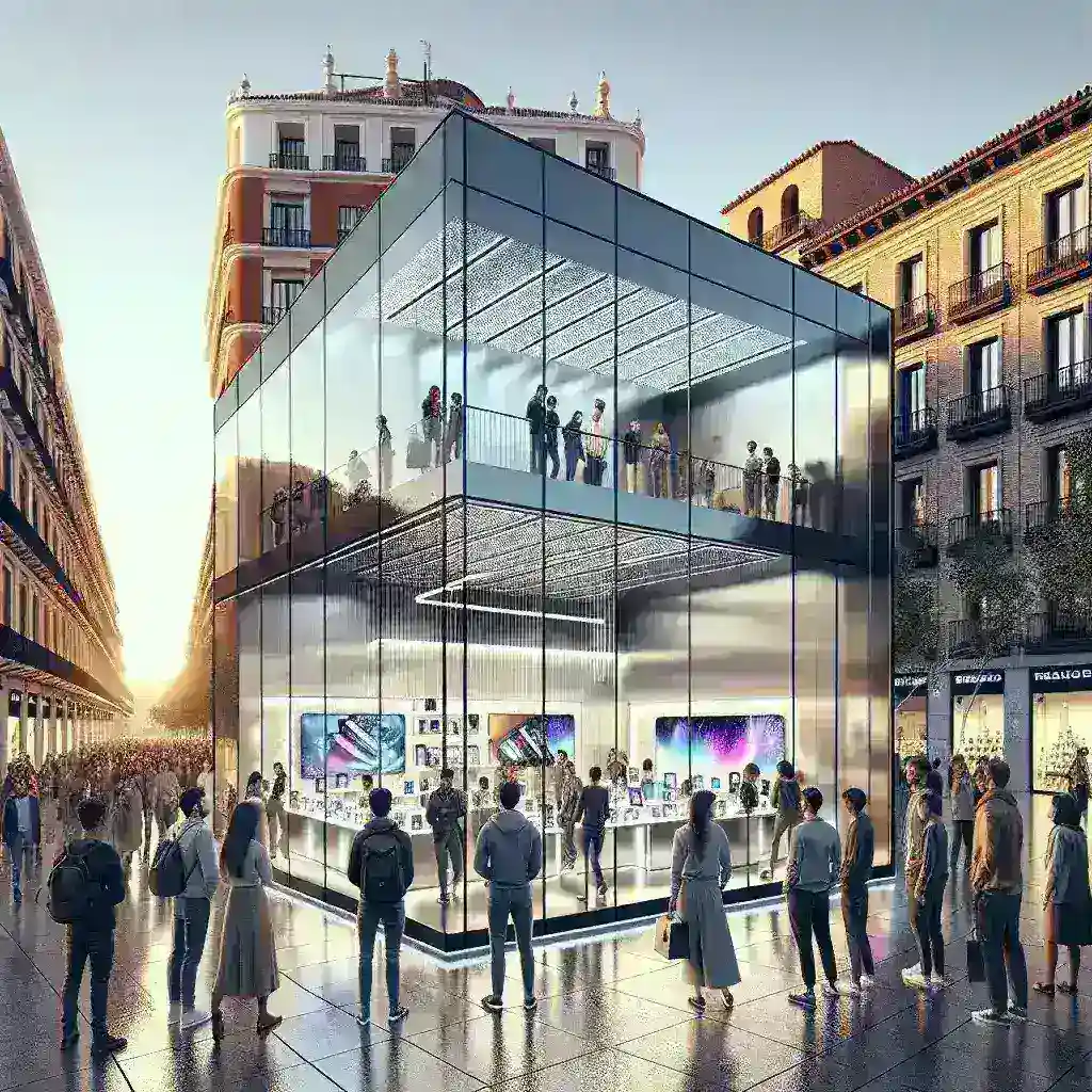 "Xiaomi flagship store opening in Madrid, showcasing the latest technology products in a modern retail space."